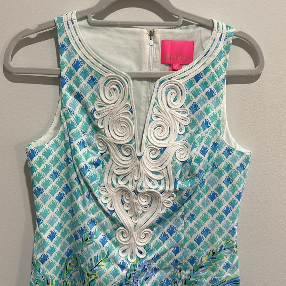 NWT Lilly Pulitzer Gabby Stretch Shift Bondi Blue Scuba Doo 4 - Picture 3 of 5